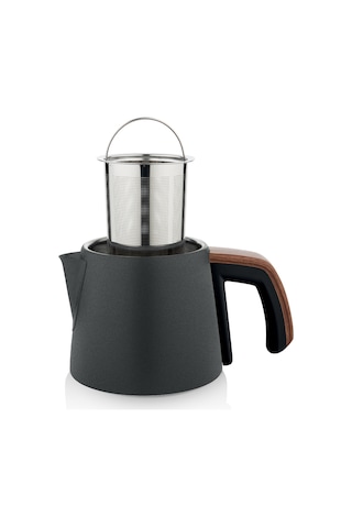 Egetürk TeaDem Style Ahşap Görünümlü Çay Makinesi Çaycı 2000W 1.7L Kettle 1.2L Demlik 304 Çelik Gövde Antrasit