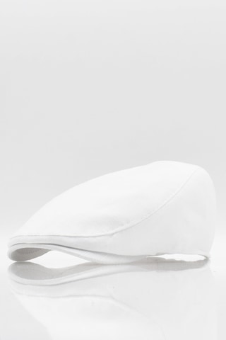 Külah Erkek Düz Pamuklu Beyaz Flat Cap Kasket
