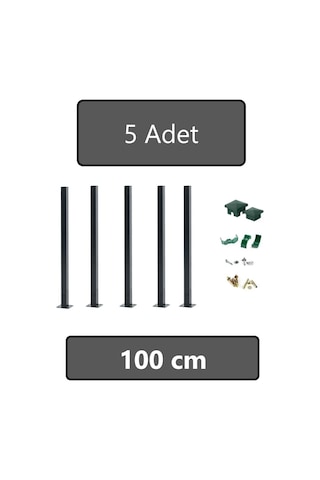 Dekorafence 100 Cm Panel Çit Direği Antrasit 5 Adet Aksesuarl