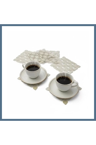 Buradabulabilirsin 6 Lı Dantel Kahve Sunumluğu 15x15 Cm Asorti Desenli Türk Kahvesi Seti Bbz