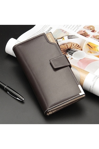 Createtech Baellerry Erkek Uzun Cüzdan, Modern Genç El Çantası, Kahverengi Kahverengi