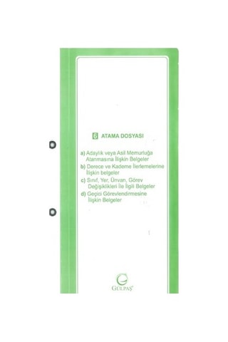 Gülpaş Öğretmen-memur Özlük Dosyası 8 Dosya+plastik Klasör