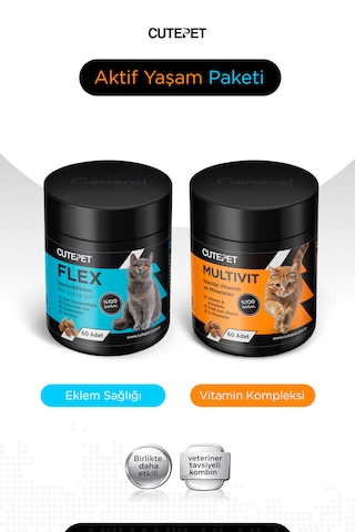 Kedi Aktif Yaşam Paketi - Eklem Sağlığı Destekleyici & Multivitamin Seti