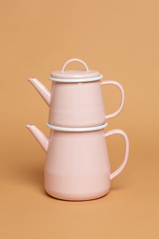 Rosa Di Verona Emaye Pembe Çaydanlık Takımı Ebutay Pembe