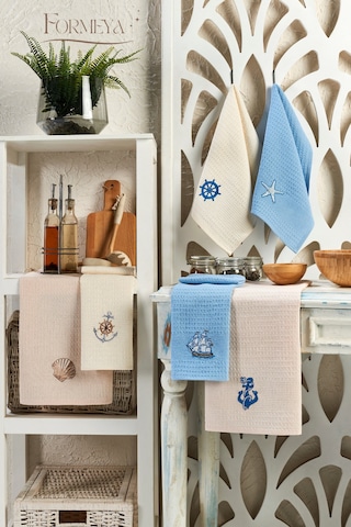 Formeya 6'lı Mutfak Kurulama Bezi Waffle Desen 40x60 Cm 6 Adet Mavi