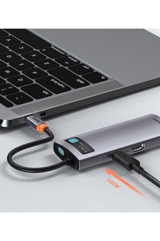 Baseus Metal Gleam Series 6İn1 Type C Hub Usb Hdmı Rj45 Adaptör Ç
