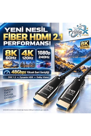 Primex Px-fbrhd10 Hdmı 2.1 Aktif Fiber Optik Kablo 10 Metre, 8k 60hz 4k 120hz 1080p 240hz, 48gbps Earc Dynamic Hdr Vrr Allm Destekli, Source-dısplay Yönlü Aoc Hdmı Kablosu 38548322