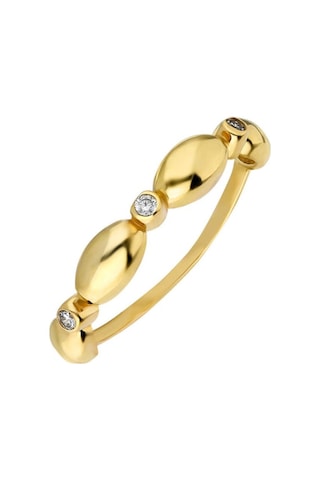 Zirkon Taşlı Sıralı Arpa Tasarım Gold Renk 925 Ayar Gümüş Bayan Y (429500753)
