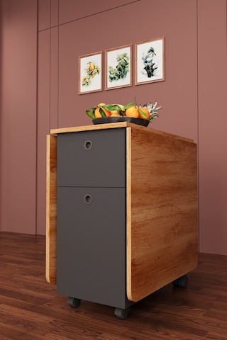 Lüks Katlanır Mutfak Yemek Masası %100 MDF Pratik Çekmeceli Çalışma Masası KM03