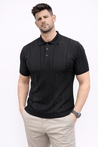 Vexor Erkek Yazlık Triko Tişört Kısa Kol Polo Yaka Düğmeli T-shirt - Siyah