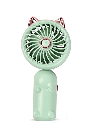 Maiyame Yeşil Mini El Ventilatörü - Zeeful Usb Şarjlı, Katlanabilir, Kedi Kulaklı Taşınabilir Soğutucu