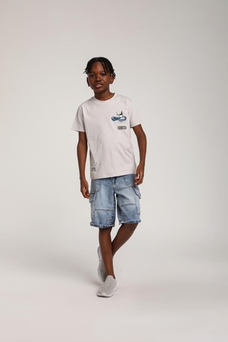 Escabel Erkek Çocuk Sırt Baskılı Tshirt Gri