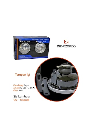 Carub 9 Cm Yuvarlak Sis Lambası Beyaz 12v Tampon İçi