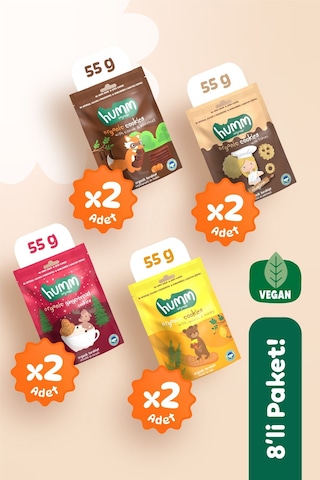 Humm Organic Organik Tatlı Kurabiye Atıştırmalık 8 x 55 G