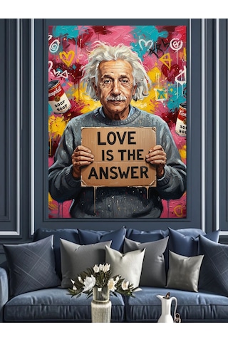 Albert Einstein Aşkın Tatlı Dili Dekoratif Kanvas - Mdf Ahşap Tablo