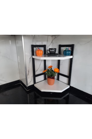 Tezgah Üstü Köşe Raf İkili Beyaz