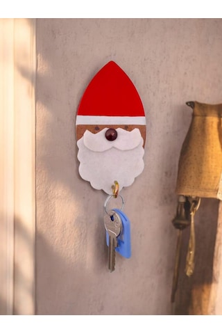 Noel Baba Ahşap Tekli Askı Renkli