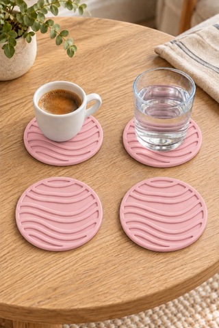 Rıpple Mini Dalga %100 Silikon Bardak Altlığı 8 Cm 4'lü Set Nude Çok Renkli