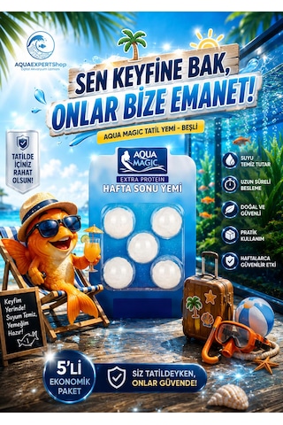 Balık Tatil Yemi - Beşli Paket - Ekstra Protein - Yavaş Salınım - Uzun Süreli Beslenme - Balıklarınız Güvende Kalır
