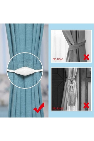 4'lü Manyetik Perde Bağları El Yapımı Dokuma İp Ev Ve Ofis İçin Pratik Ve Dekoratif Bej Diğer