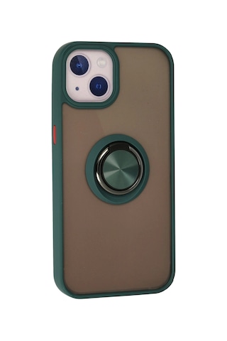 Newface Apple iPhone Uyumlu 13 Kılıf Montreal Yüzüklü Silikon Kapak Glblseme - 62 - Yeşil