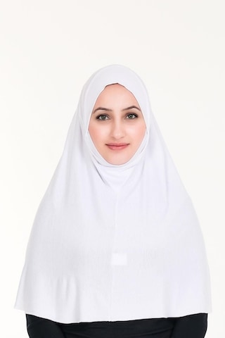 Peçeli Hazır Türban Pratik Şal Hijab Namaz Örtüsü Beyaz