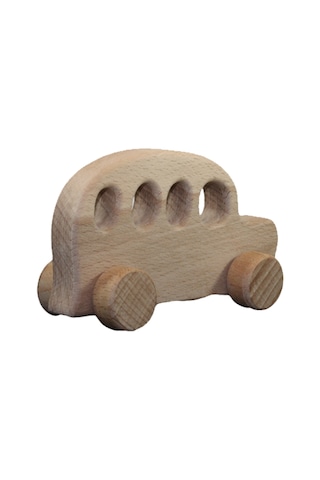 Cwwtoys Dostluk Otobüsü Boyasız Ahşap Oyuncak, Masif Kayın, 18 Ay+