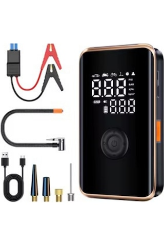 Castu Cs71 Plus Akü Takviye Cihazı 4'ü 1 Arada Powerbank, Hava Kompresörü, Lcd Ekran, 12.000mah 150psı