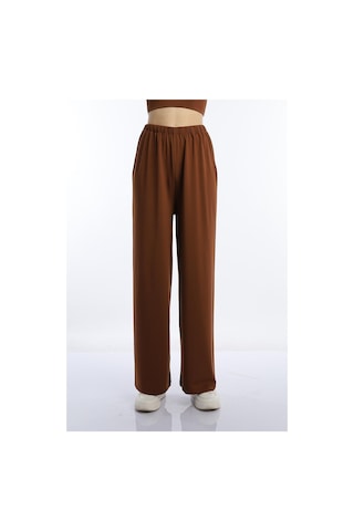 Quhox Kadın Allegro Kumaş Oversize Pantolon Kahverengi