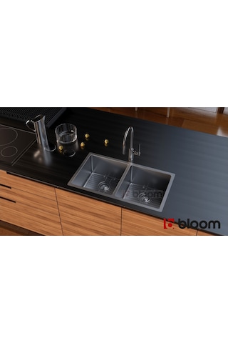 Bloom Loft 2 Gözlü Paslanmaz Çelik Eviye 34 / 34 x 70 CM