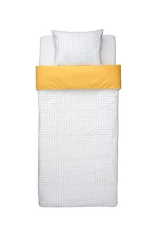 Ikea Vankrets Tek Kişilik Nevresim Takımı 150 X 200 Cm Beyaz - Hardal Çok Renkli