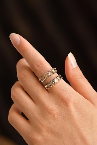 Roza Silver Sitrin Taşlı Spiral Elişi Otantik Gümüş Yüzük 925 Rr10016