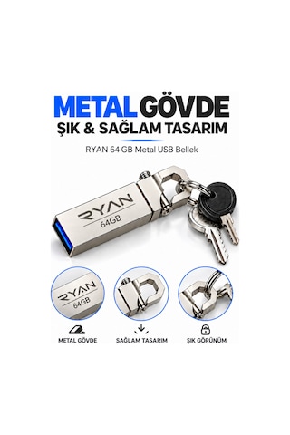 128 Gb Metal Usb Bellek Flash Disk Usb 3.0 Flash Bellek Anahtarlıklı