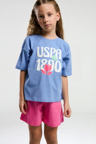 U.S. Polo Assn. Kız Çocuk Mavi Şort Takım Us2096 Mavi