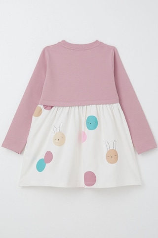 Breeze Kız Çocuk Uzun Kollu Elbise Sevimli Renkli Tavşancık Baskılı 1.5-5 Yaş, Gülkurusu GÜL KURUSU