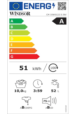 Windsor CM 10WS122 S INV 1200 Devir 10 KG Inverter Çamaşır Makinesi