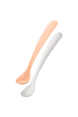 Mamajoo Ergonomik Beslenme Kaşık Seti Powder Blush & Beyaz, 6 Ay+ İkili - Saklama Kabı