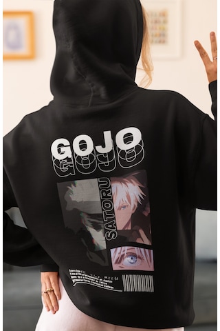 Sevbano Jujutsu Kaisen Gojo Satoru Anime Sırt Baskılı Unisex Oversize Pen Siyah