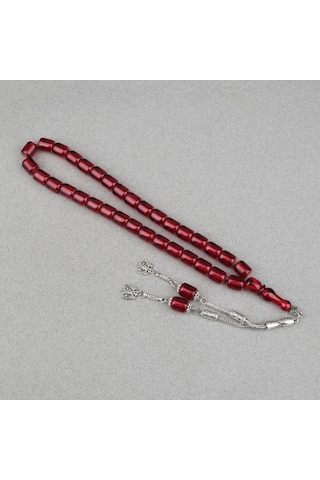 Katalin Çubuk Alpaka Püsküllü Kapsül Kesim 9x12mm Tesbih - Şeffaf Bordo Bordo