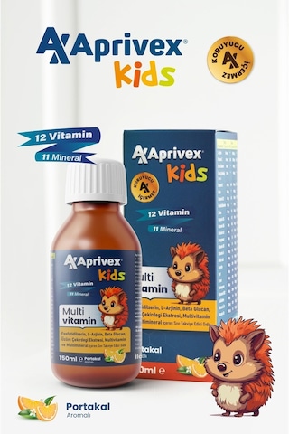 Aprivex Kids Multivitamin Doğal Portakal Aromalı Şurup 150 ML