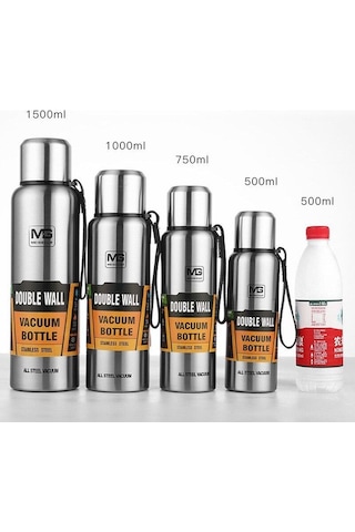 Novahub Kırmızı 1500ml Vakum Şişe, 500ml/750ml/1000ml Kapasite, Termal Bardak, Taşınabilir Su Şişesi Kırmızı