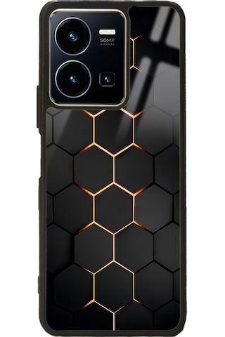Vivo Y22s Yellow Carbon Tasarımlı Glossy Telefon Kılıfı Çok Renkli