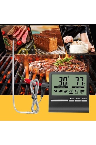 Pazly Zamanlayıcısı Termometresi Prob Pişirme Ölçer Mutfak Jms Gıda Fırın Et Dijital Alarm Xv