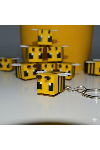 Minecraft 3d Arı Anahtarlık Sarı - Siyah