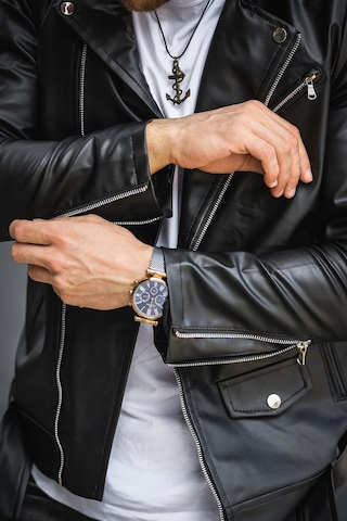 Oksit Castries Yandan Fermuarlı Kemerli Slim Fit Erkek Deri Ceket 001