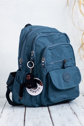 Krinkıl / Klinkır Su Geçirmez Ithal Kumaş Çok Gözlü Günlük Küçük Kadın Sırt Çantası Indigo Mavi 8317 Mavi