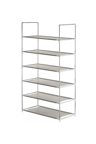 Tenfowee 6 Katmanlı Pratik Ayakkabı Rafı - Paslanmaz Boru Ve Dokumasız Kumaş İle Dayanıklı Depolama Çözümü Gri