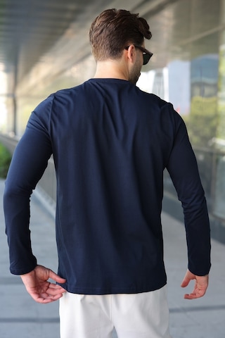 Madmext Lacivert Pamuklu Slim Fit Erkek Tişört E7187