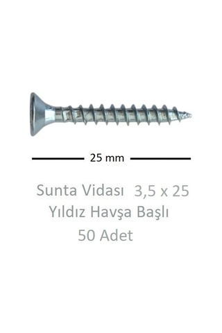 Adilon Sunta Vidası, 3,5 X 25 Mm, 50 Adet, Yhb Vida 3,5 x 25