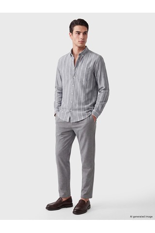 Lcwaıkıkı Classic Yeşil Regular Fit Çizgili Oxford Erkek Gömlek